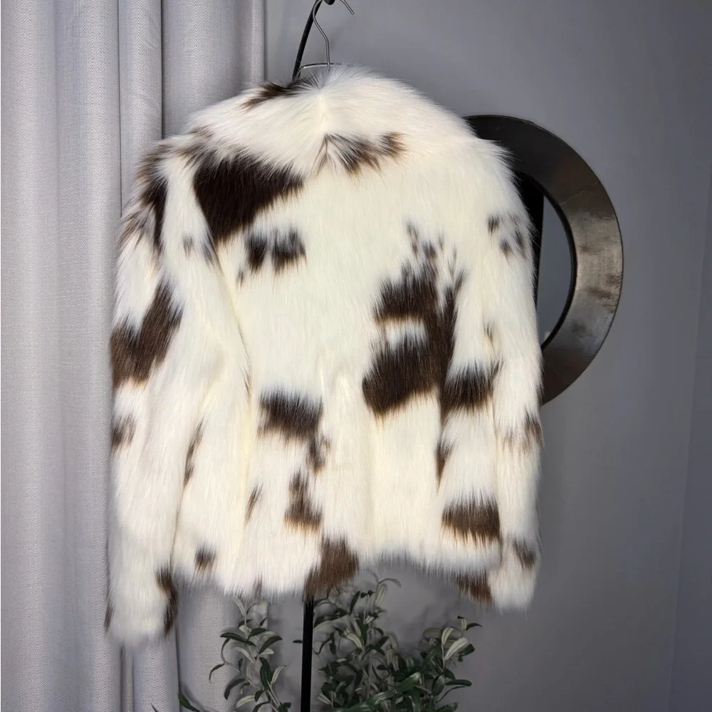 NWT Zara Bloggers Fav Cow Print ZW COLLECTION FAUX FUR JACKET LIMITED EDITION S - Picture 11 of 12